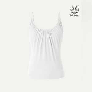 New OGL Eco-SkinKiss® Scoop Neck Gathered Spaghetti Brami Top Cropped - White